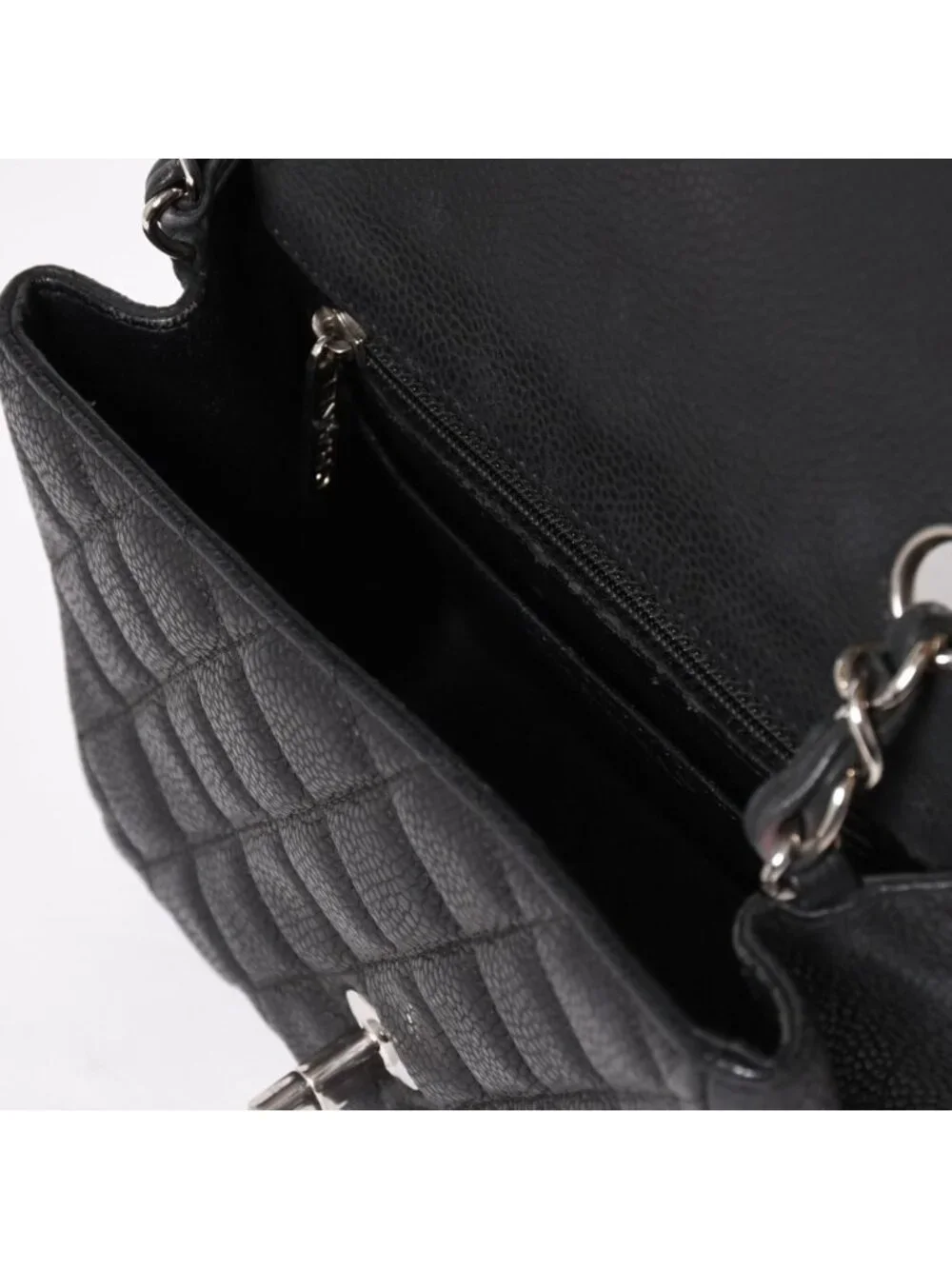 Chanel Mini Quilted 17 S Flap S Chain Shoulder Bag CC Logo Caviar Leather Black